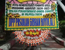 Ucapan Selamat dari Pasukan Gibran Boyolali dalam Bentuk Karangan Bunga untuk DPD Gerindra Jateng